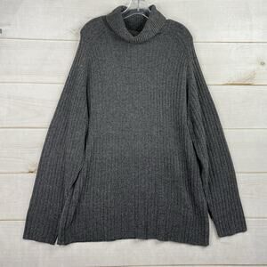 Giasone Sweater Womens XL Gray Cable Knit Tunic Turtleneck Long Sleeve Classic